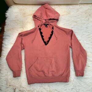 Forever 21 Low V-Neck Red Hoodie Pullover Women's Size S - Trendy Casual Wear